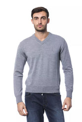 Billionaire Italian Couture Gray Merino Wool Men Sweater -   -  Billionaire Italian Couture.